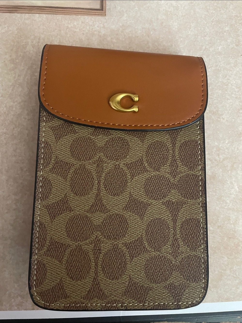 Canvas Phone Pouch with Tan Leather Flap